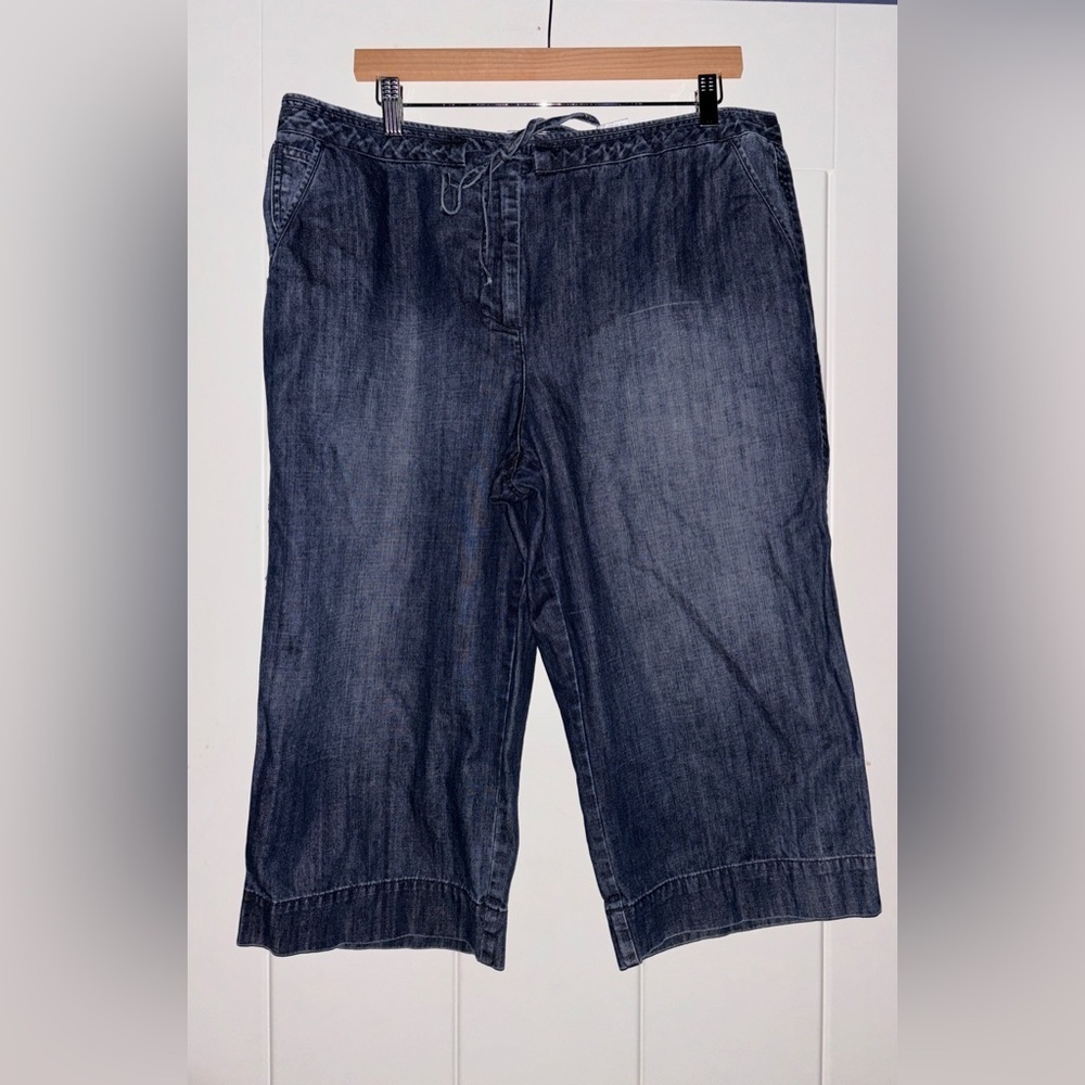 Talbot Drawstring High Waist Capri Denim Jean Casual Everyday Women 16P